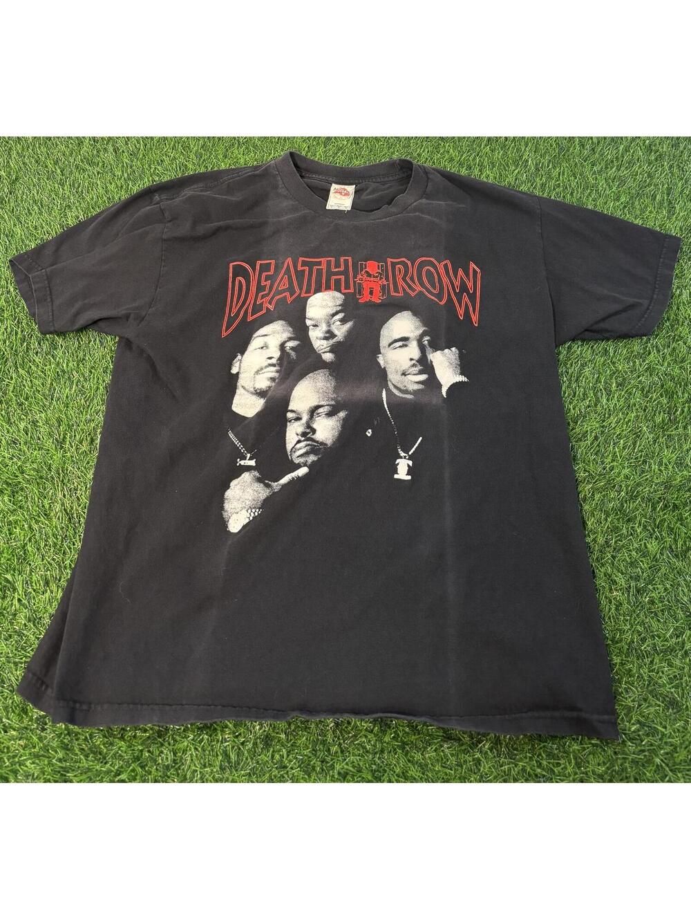 VTG Faded Y2K AAA Death Row Records Graphic T-Shirt Black Rap Mens Large